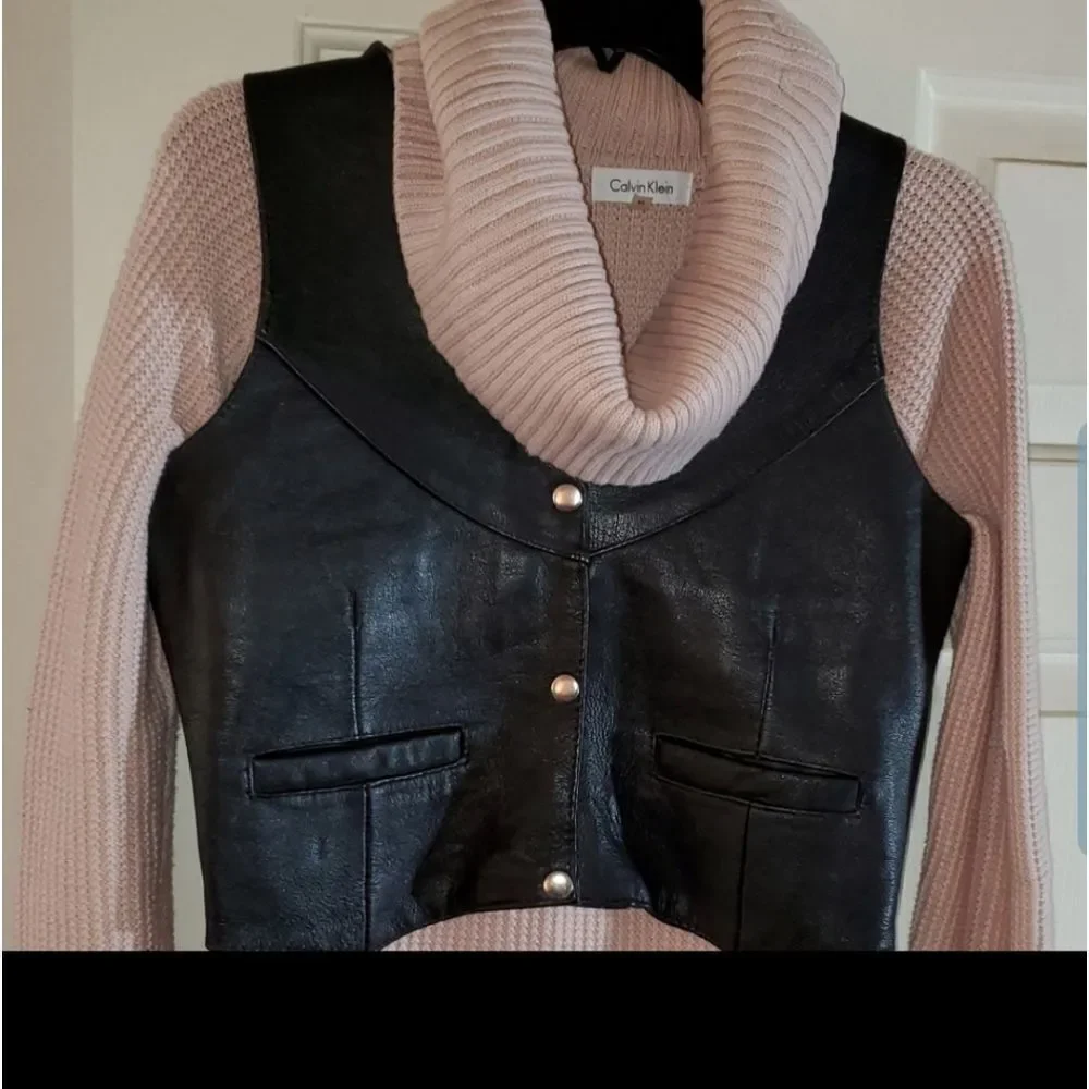 Hot Leathers genuine black leather motocycle vest - Picture 6 of 8